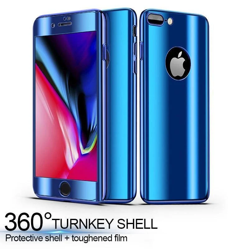 H & A 360 Plating Mirror Phone Case für iPhone 7 8 6 6s Plus X Vollständige Schutzhülle für iPhone 6s 6 Plus Hüllen mit Glas