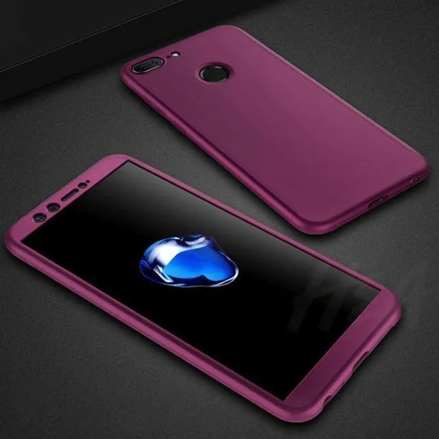 H&A Luxus 360 Vollschutz-Telefonhülle für Huawei Y5 Y6 Y7 2018 2017 Anti-Klopf-Telefonhülle für Huawei Y7 Y6 Prime Hülle mit Glas