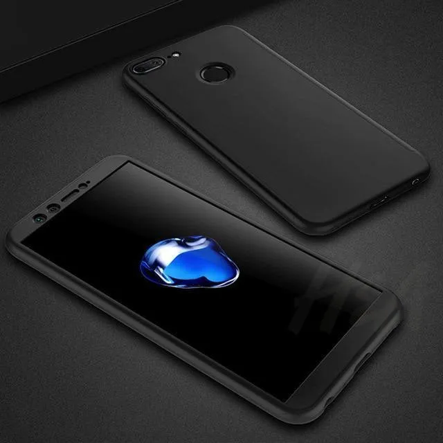 H&A Luxus 360 Vollschutz-Telefonhülle für Huawei Y5 Y6 Y7 2018 2017 Anti-Klopf-Telefonhülle für Huawei Y7 Y6 Prime Hülle mit Glas