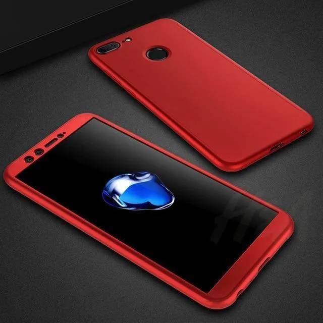 H&A Luxus 360 Vollschutz-Telefonhülle für Huawei Y5 Y6 Y7 2018 2017 Anti-Klopf-Telefonhülle für Huawei Y7 Y6 Prime Hülle mit Glas