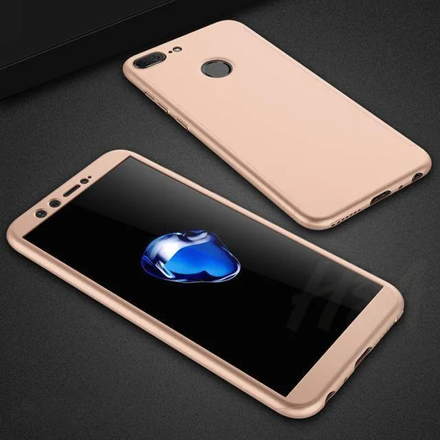 H&A Luxus 360 Vollschutz-Telefonhülle für Huawei Y5 Y6 Y7 2018 2017 Anti-Klopf-Telefonhülle für Huawei Y7 Y6 Prime Hülle mit Glas