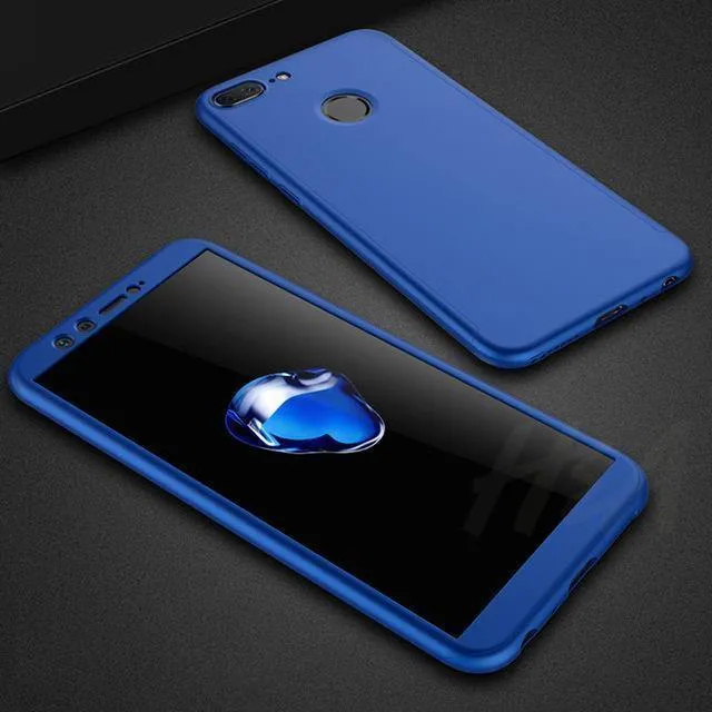 H&A Luxus 360 Vollschutz-Telefonhülle für Huawei Y5 Y6 Y7 2018 2017 Anti-Klopf-Telefonhülle für Huawei Y7 Y6 Prime Hülle mit Glas