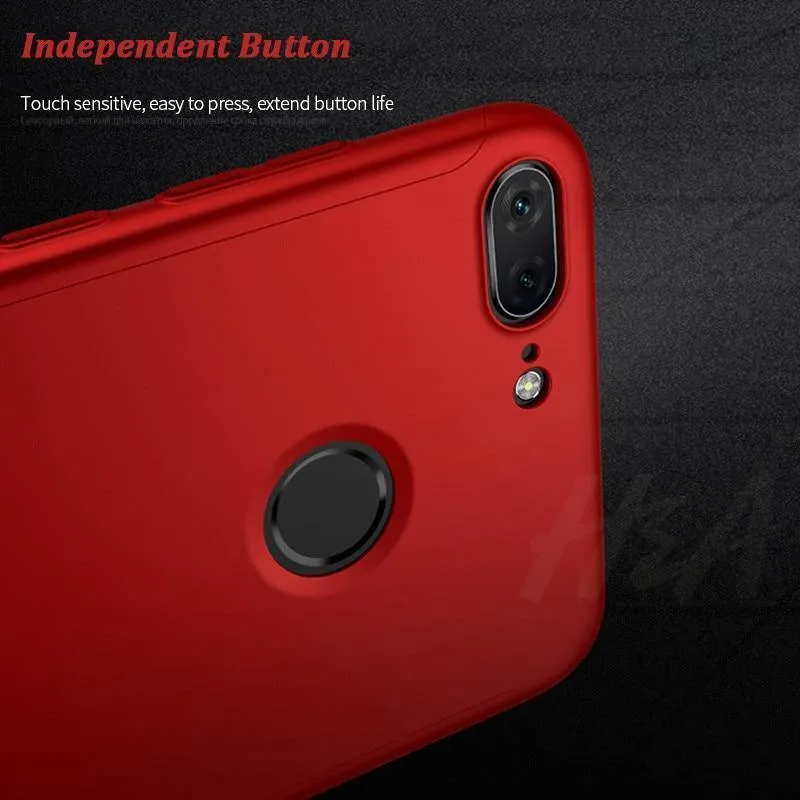 H&A Luxus 360 Vollschutz-Telefonhülle für Huawei Y5 Y6 Y7 2018 2017 Anti-Klopf-Telefonhülle für Huawei Y7 Y6 Prime Hülle mit Glas