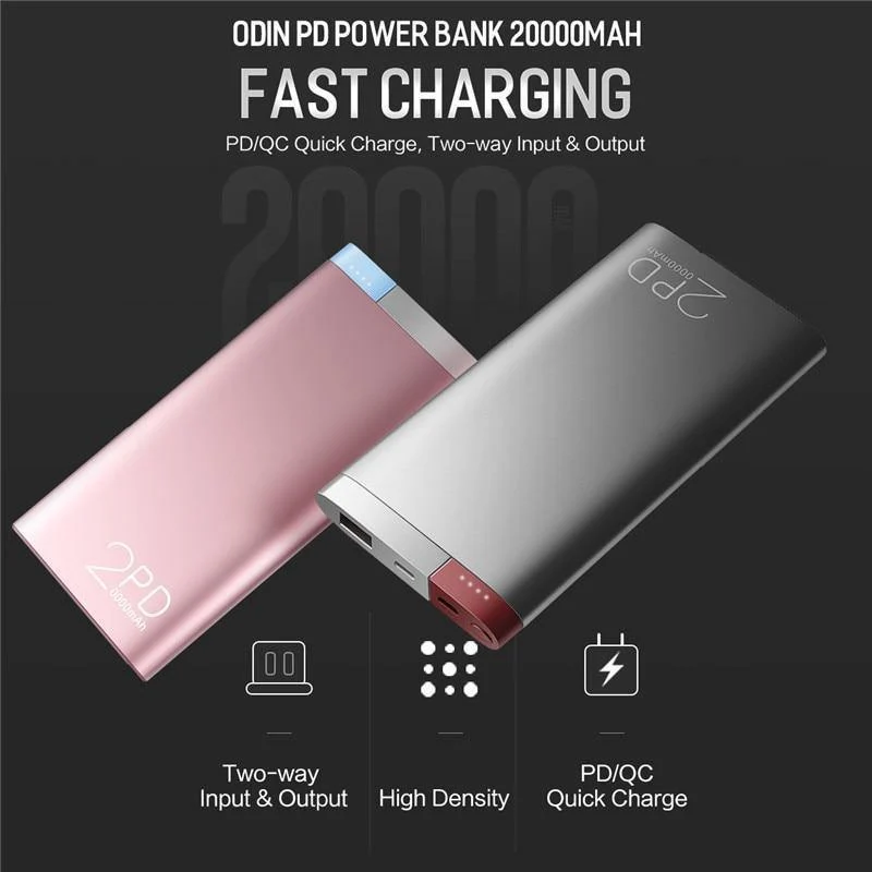 ROCK Power Bank 20000 mAh PD QC3.0 2.0 Schnelllade-Powerbank Tragbares externes Akkuladegerät für iPhone X Samsung Xiaomi