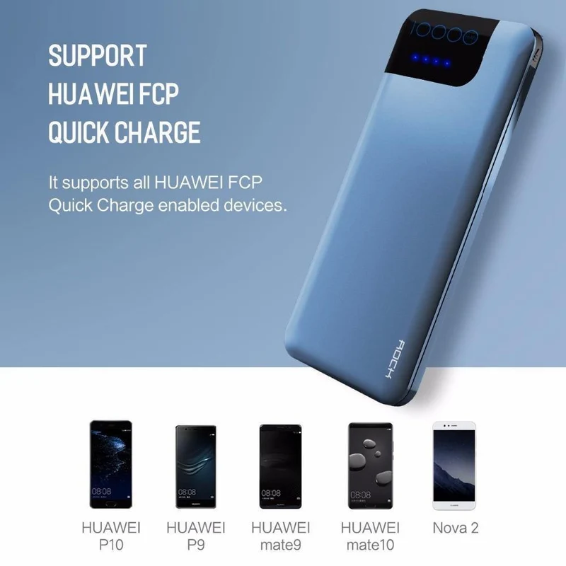 ROCK Schnellladung Powerbank 10000mAh 5V / 9V / 12V Smart QC 3.0 Powerbank mit Digitalanzeige TYP C Tragbare externe Batterie