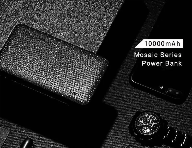USAMS Power Bank 15 mm Ultra Slim 10000 mAh Powerbank Mobiltelefon 2.1 A Ausgang 10000 mAh Universal-Telefon Externer Akku