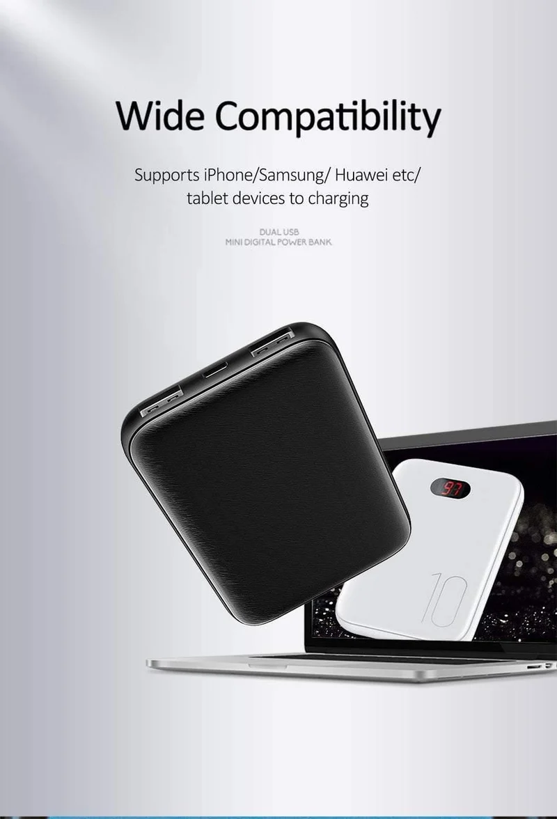 Power Bank für xiaomi mi iPhone, USAMS Mini Pover Bank 10000mAh LED-Anzeige Powerbank Externer Akku Poverbank Schnellladung