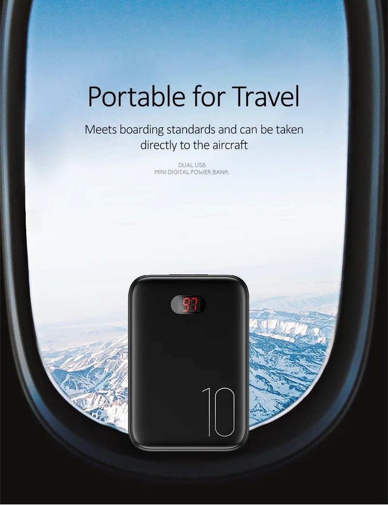 Power Bank für xiaomi mi iPhone, USAMS Mini Pover Bank 10000mAh LED-Anzeige Powerbank Externer Akku Poverbank Schnellladung