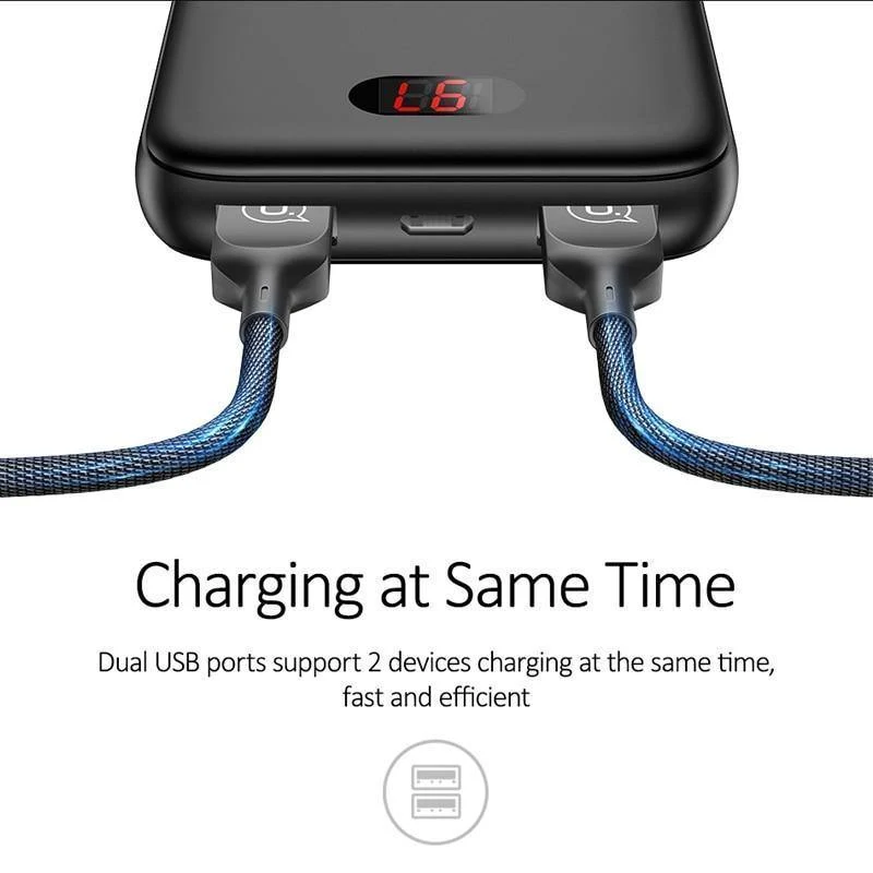 Power Bank für xiaomi mi iPhone, USAMS Mini Pover Bank 10000mAh LED-Anzeige Powerbank Externer Akku Poverbank Schnellladung