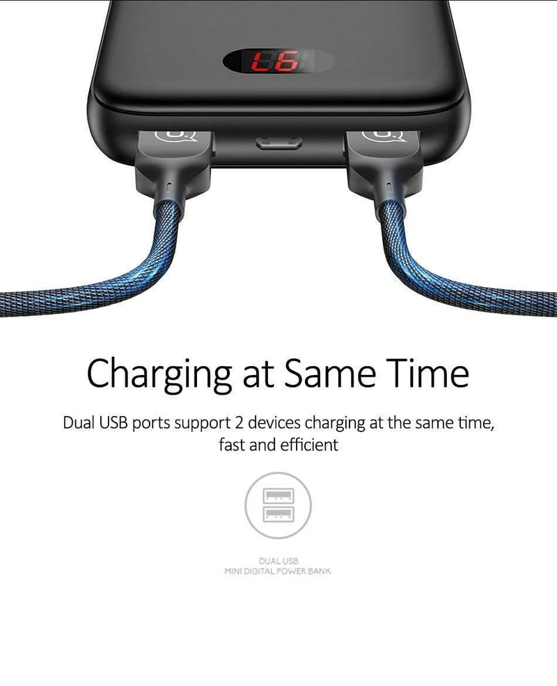 Power Bank für xiaomi mi iPhone, USAMS Mini Pover Bank 10000mAh LED-Anzeige Powerbank Externer Akku Poverbank Schnellladung