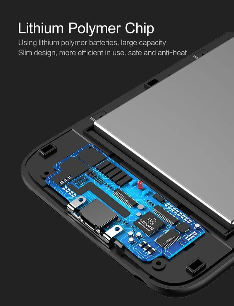 USAMS Akkuladegeräte für iPhone 6 6s 7 8 Plus 3000/4200 mAh Power Bank Case Ultra Slim Externes Pack Backup-Ladegerät