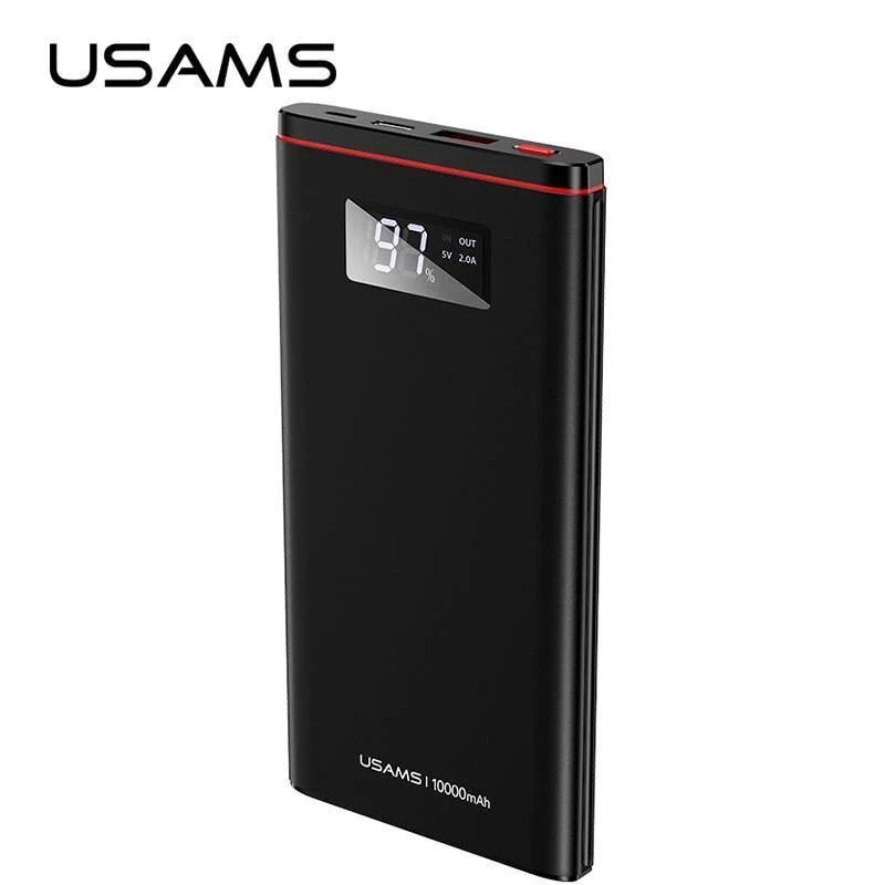Schnellladegerät Power Bank PD QC 3.0 18 W digitales LED-Display 10000 mAh Powerbank USAMS 9 V/2 A 5 V/3 A externer Akku USB C Poverbank