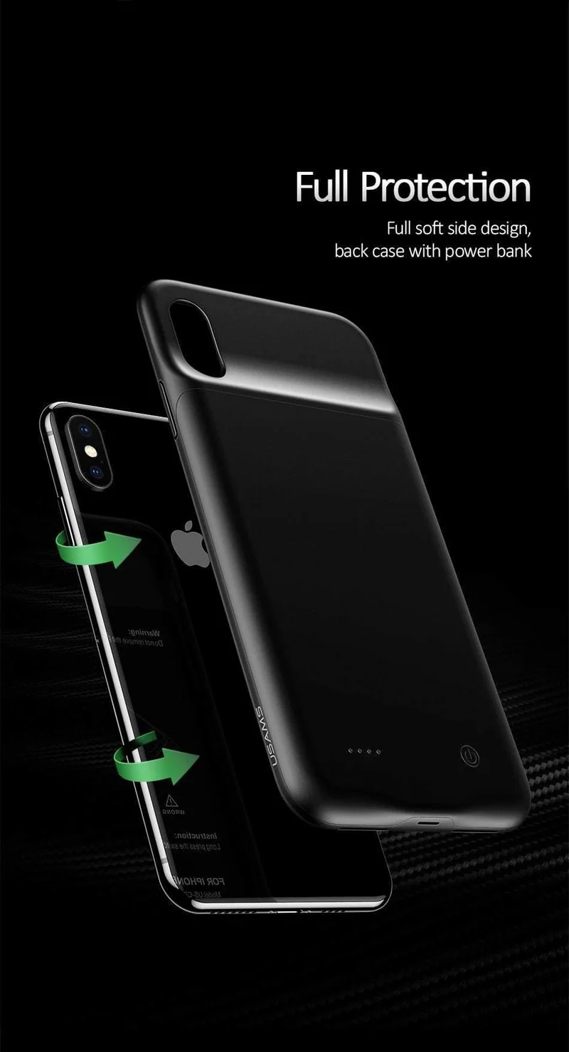 Batterie-Kasten für iPhone X XR XS XSmax, USAMS 4000mAh Fall des externen Ladegeräts Ersatzenergie-Bank-beweglicher Energie-Aufladungsfall