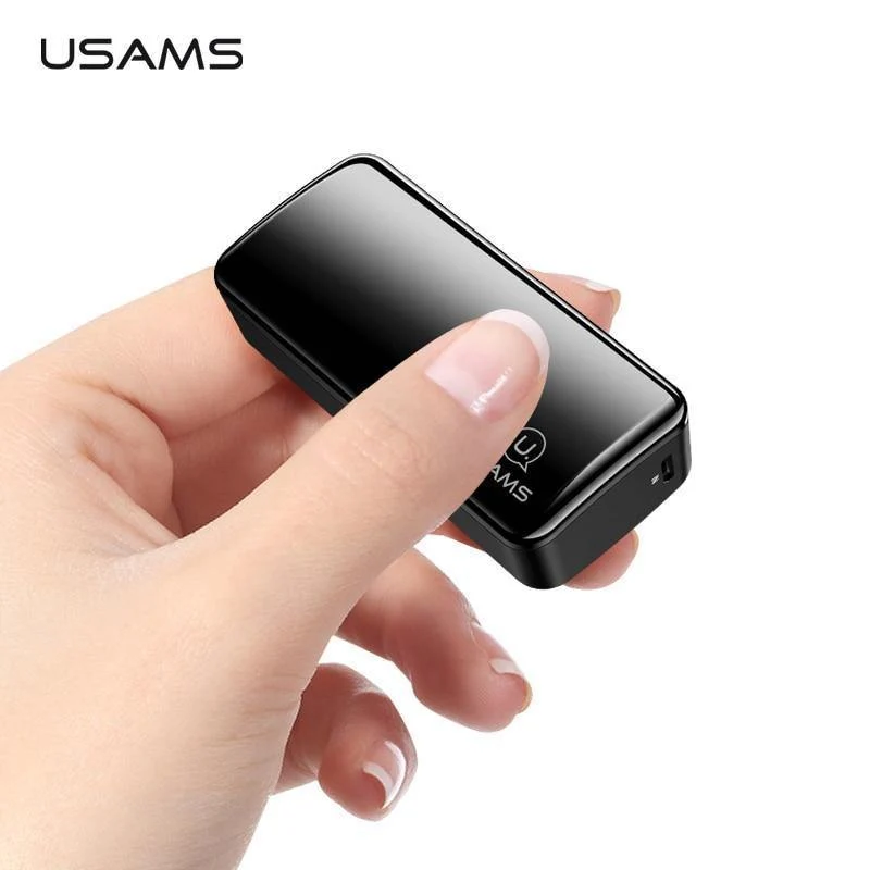 USAMS 2000 mAh Ultraleichte Mini-USB-Powerbank, tragbar, 2000 mAh, Powerbank, externer Akku, LED-Notlicht für iPhone, Samsung