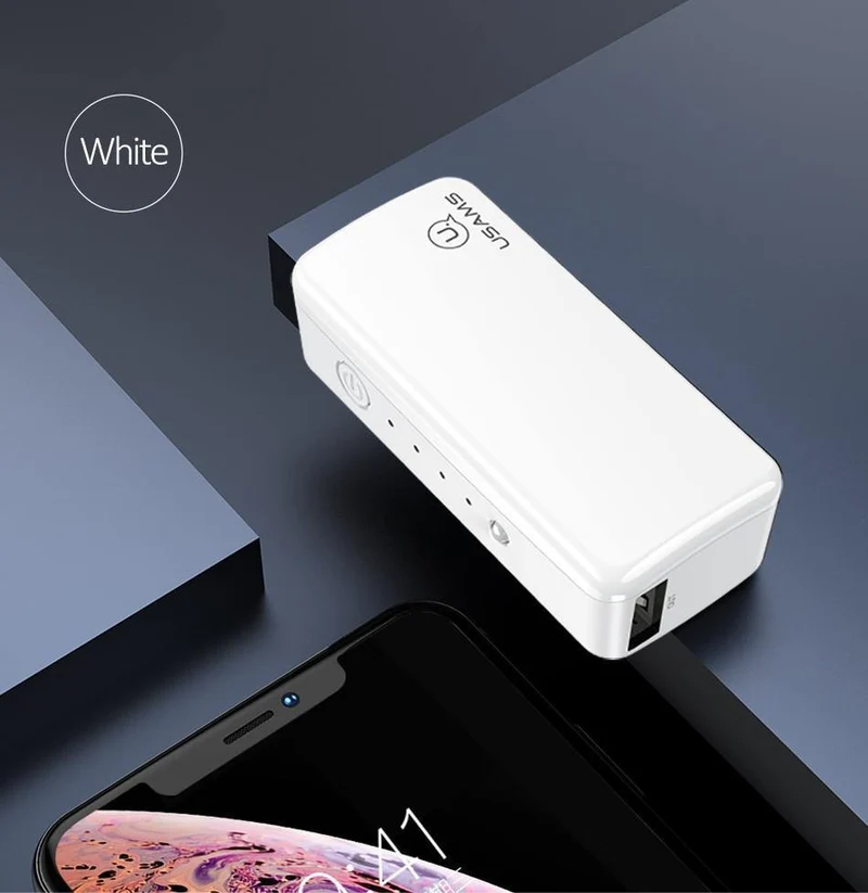 USAMS 2000 mAh Ultraleichte Mini-USB-Powerbank, tragbar, 2000 mAh, Powerbank, externer Akku, LED-Notlicht für iPhone, Samsung