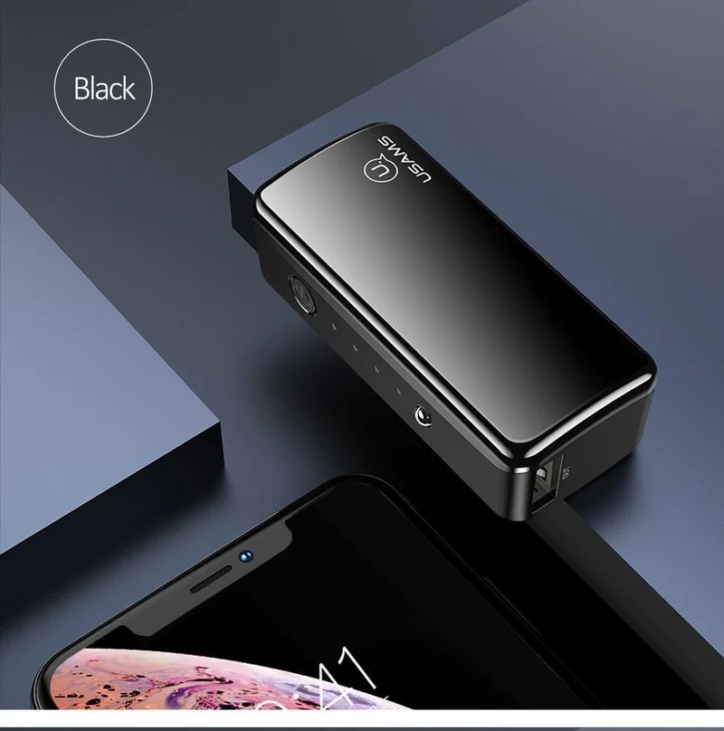 USAMS 2000 mAh Ultraleichte Mini-USB-Powerbank, tragbar, 2000 mAh, Powerbank, externer Akku, LED-Notlicht für iPhone, Samsung
