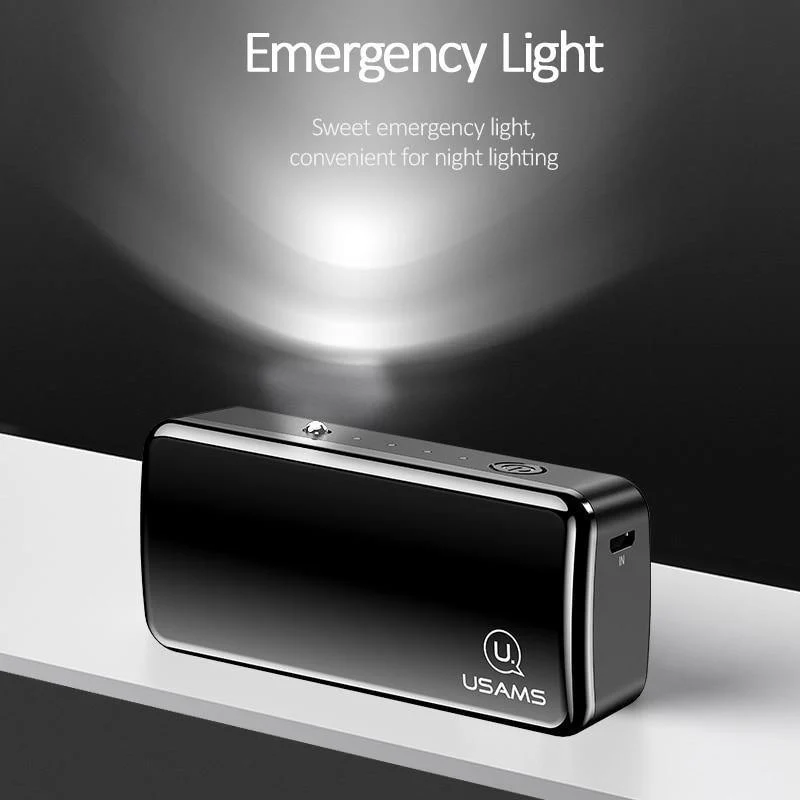 USAMS 2000 mAh Ultraleichte Mini-USB-Powerbank, tragbar, 2000 mAh, Powerbank, externer Akku, LED-Notlicht für iPhone, Samsung
