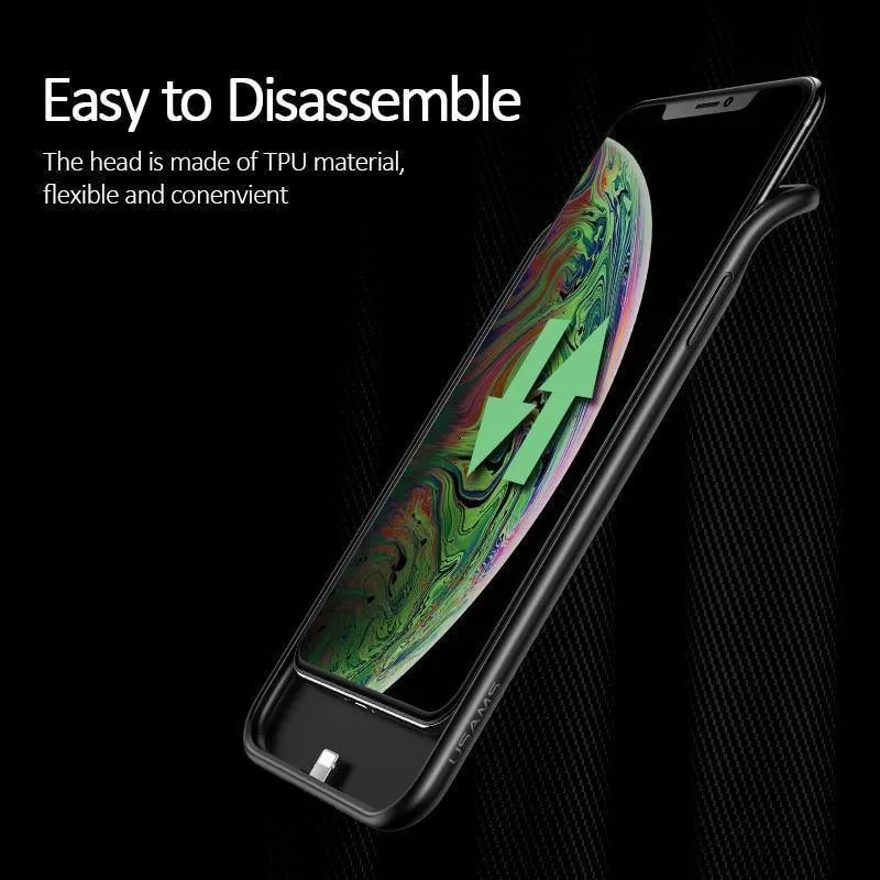 USAMS Smart Battery Case Ladegerät für iPhone XR XS Max, Batteriefach Externe Power Bank Backup Powerbank für iPhone X XS