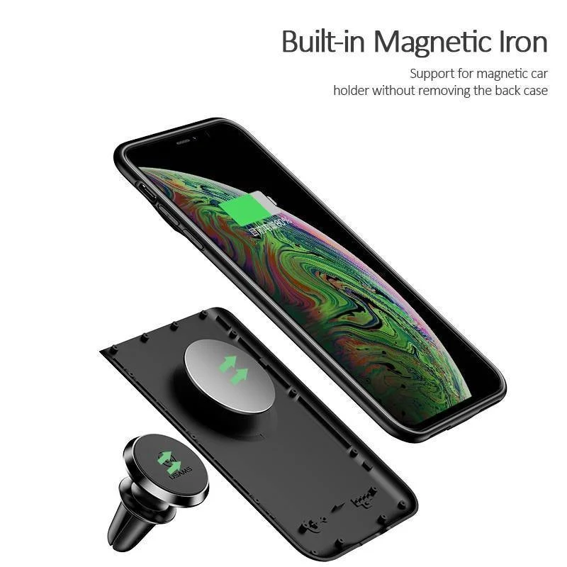 USAMS Smart Battery Case Ladegerät für iPhone XR XS Max, Batteriefach Externe Power Bank Backup Powerbank für iPhone X XS