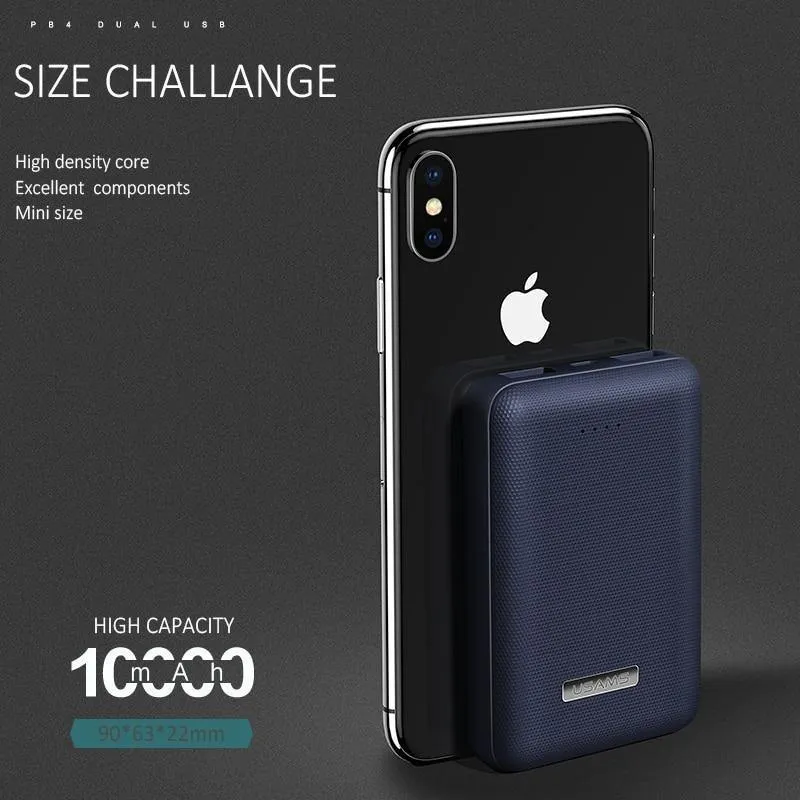 USAMS Ultra-mini Light 10000mah Power Bank Dual USB Tragbare Powerbank 5V 2A Schnelles Telefon Externer Akku für iPhone X~5 Samsung