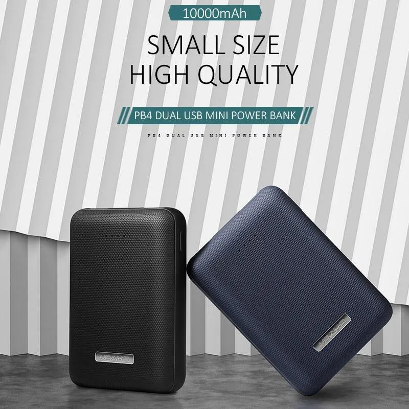 USAMS Ultra-mini Light 10000mah Power Bank Dual USB Tragbare Powerbank 5V 2A Schnelles Telefon Externer Akku für iPhone X~5 Samsung