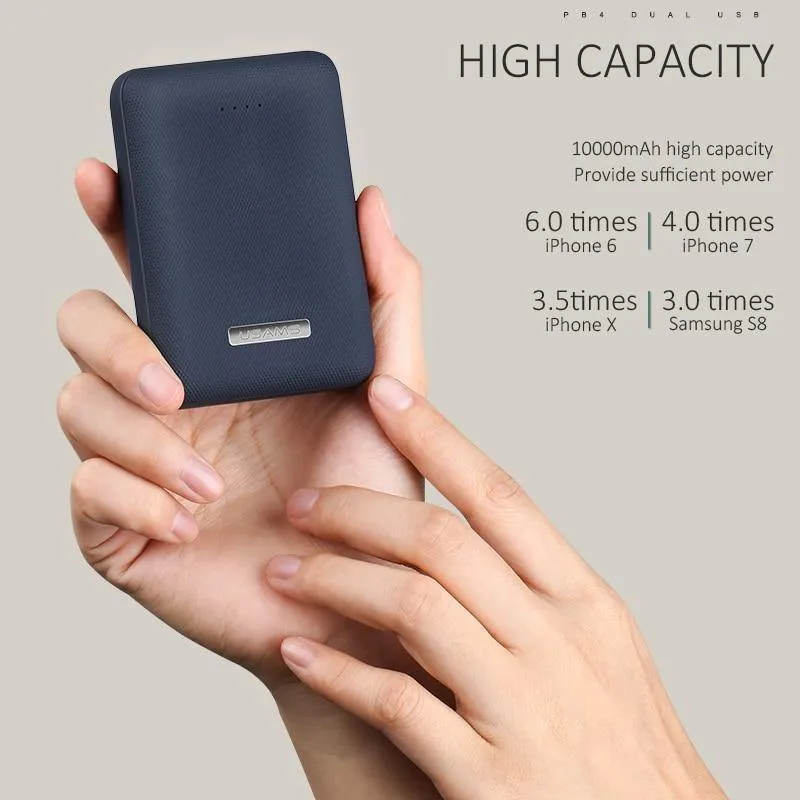 USAMS Ultra-mini Light 10000mah Power Bank Dual USB Tragbare Powerbank 5V 2A Schnelles Telefon Externer Akku für iPhone X~5 Samsung
