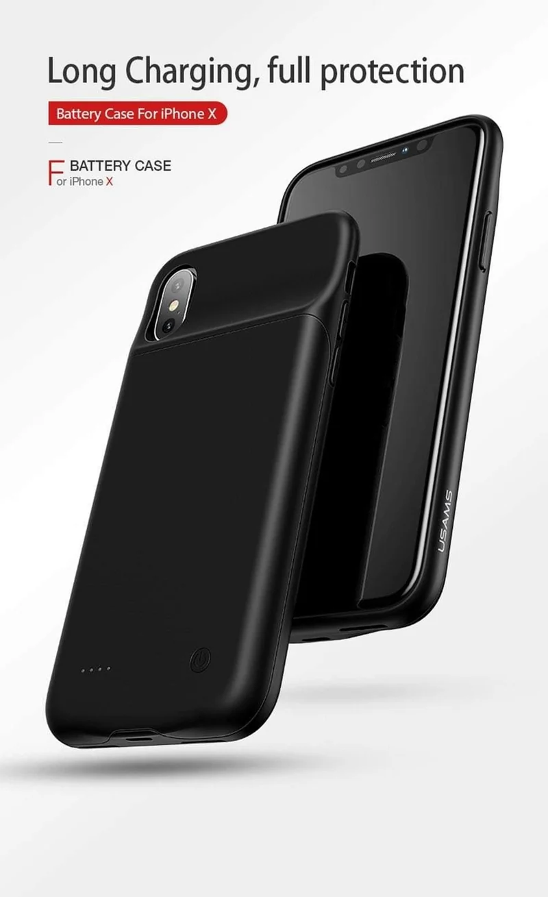 Für iPhone X 3200Ah Power Bank Case USAMS Akkuaufladung Ultra Slim Externes Pack Backup Tragbares Ladegerät Case für iPhone 10