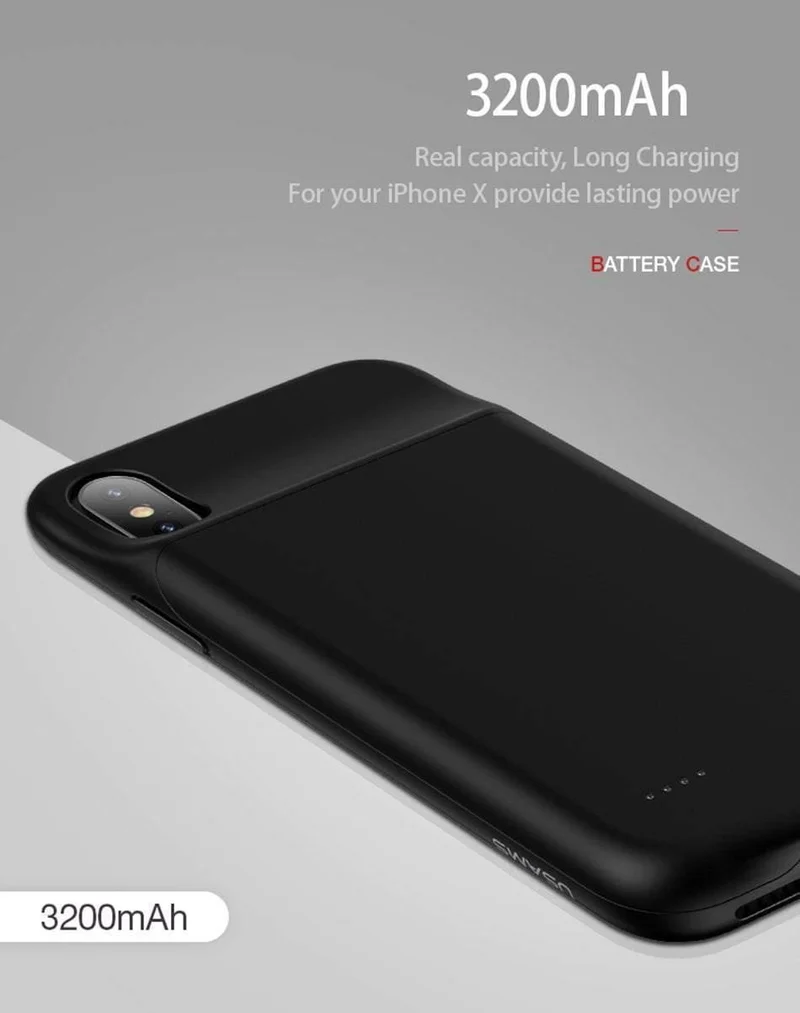 Für iPhone X 3200Ah Power Bank Case USAMS Akkuaufladung Ultra Slim Externes Pack Backup Tragbares Ladegerät Case für iPhone 10