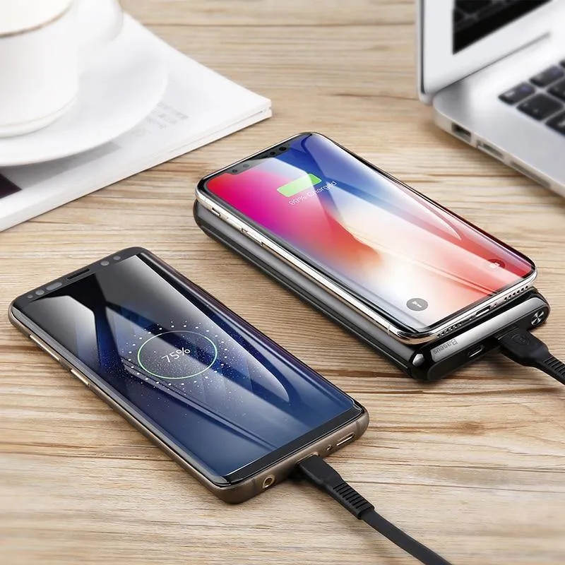 Baseus 10000mAh QI Wireless Charger Power Bank für iPhone Samsung PD + QC3.0 Schnelllade-USB-Powerbank Externer Akku