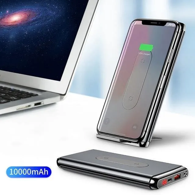 Baseus 10000mAh QI Wireless Charger Power Bank für iPhone Samsung PD + QC3.0 Schnelllade-USB-Powerbank Externer Akku