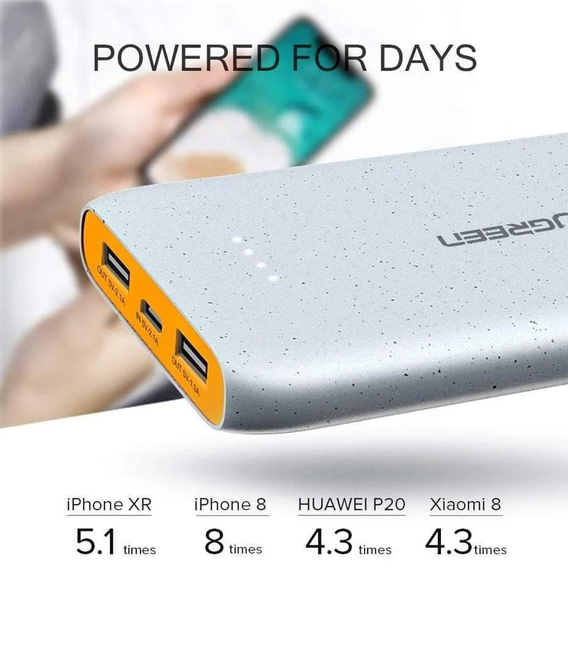 Ugreen Power Bank 20000 mAh Slim Powerbank für Xiaomi Mi 8 Tragbares externes Batterieladegerät für iPhone 7 8 X Dual USB Pover Bank
