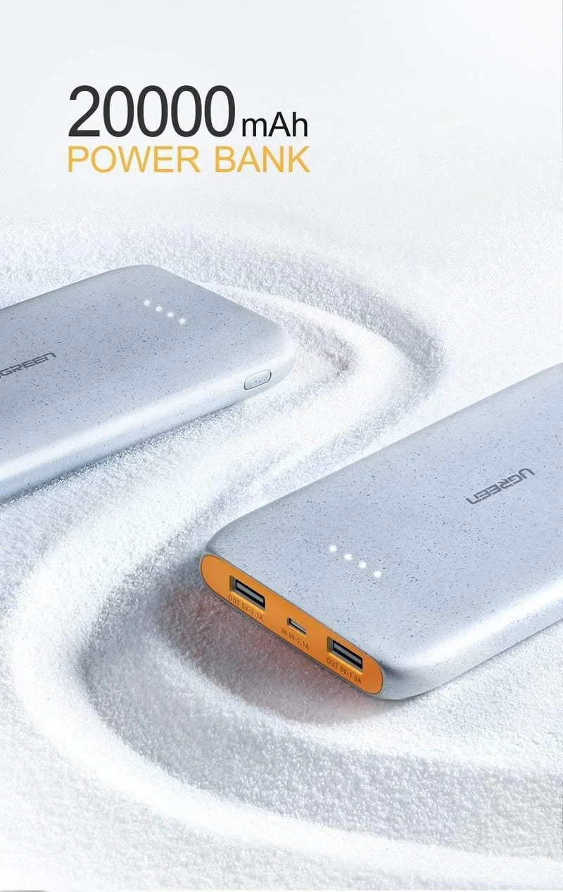 Ugreen Power Bank 20000 mAh Slim Powerbank für Xiaomi Mi 8 Tragbares externes Batterieladegerät für iPhone 7 8 X Dual USB Pover Bank
