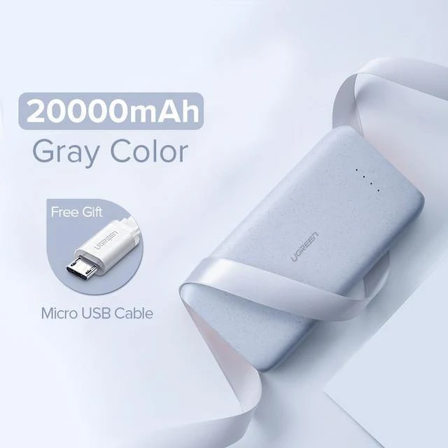 Ugreen Power Bank 20000 mAh Slim Powerbank für Xiaomi Mi 8 Tragbares externes Batterieladegerät für iPhone 7 8 X Dual USB Pover Bank