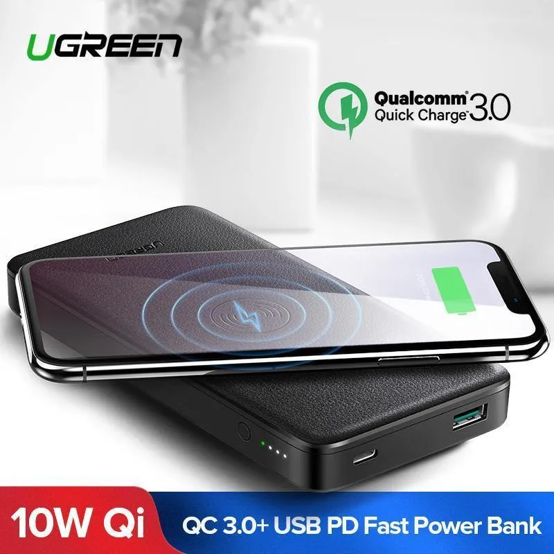 Ugreen 10000 mAh Qi Drahtlose Ladegerät Power Bank 18 W USB PD Powerbank Für iPhone X 8 MacBook Samsung S9 Externe Batterie Poverbank