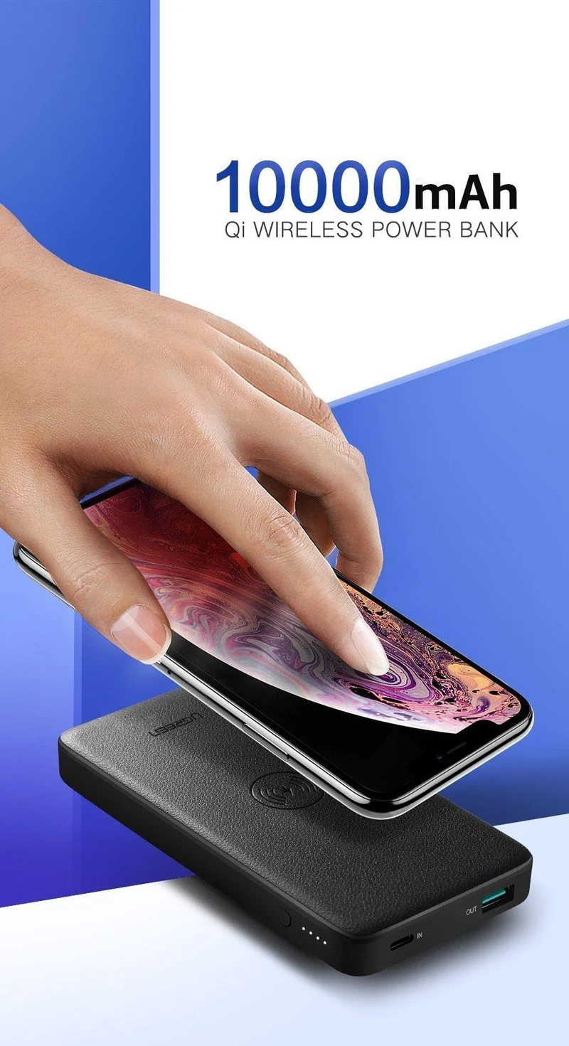 Ugreen 10000 mAh Qi Drahtlose Ladegerät Power Bank 18 W USB PD Powerbank Für iPhone X 8 MacBook Samsung S9 Externe Batterie Poverbank