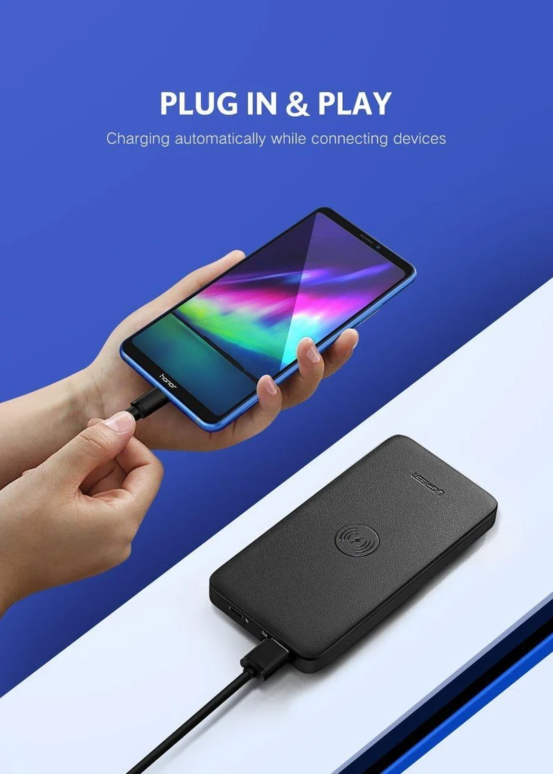 Ugreen 10000 mAh Qi Drahtlose Ladegerät Power Bank 18 W USB PD Powerbank Für iPhone X 8 MacBook Samsung S9 Externe Batterie Poverbank