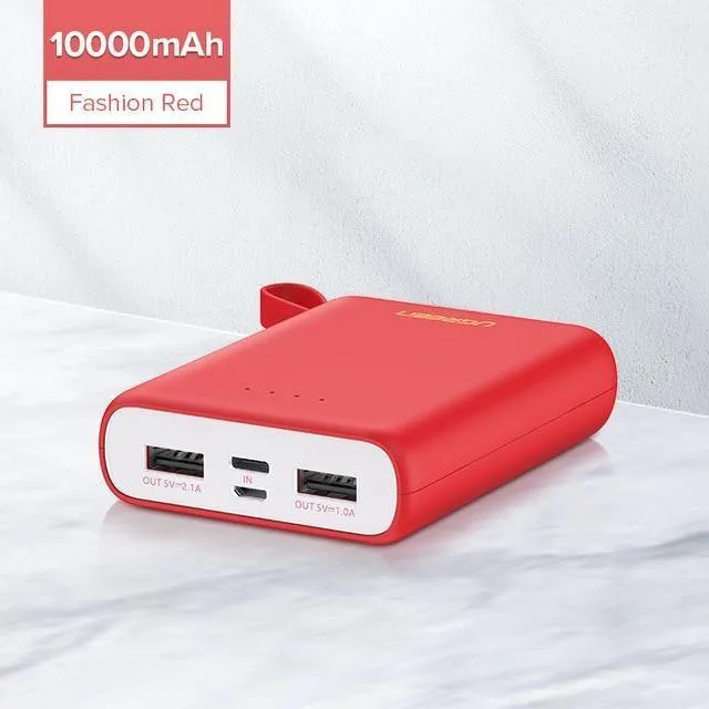 Ugreen Mini Power Bank 10000 mAh Ultra Slim PoverBank für Samsung S9 S8 Dual USB Powerbank Externer Akku Tragbares Ladegerät