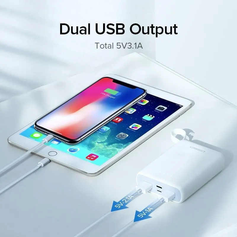 Ugreen Mini Power Bank 10000 mAh Ultra Slim PoverBank für Samsung S9 S8 Dual USB Powerbank Externer Akku Tragbares Ladegerät