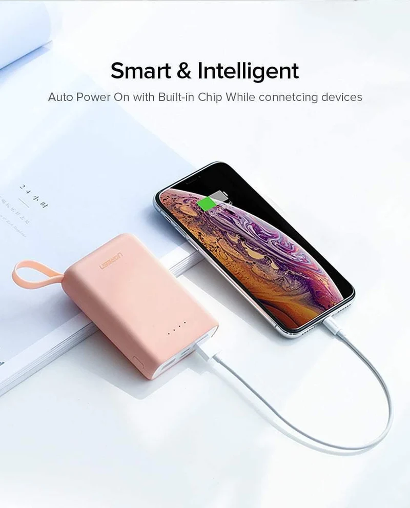 Ugreen Mini Power Bank 10000 mAh Ultra Slim PoverBank für Samsung S9 S8 Dual USB Powerbank Externer Akku Tragbares Ladegerät