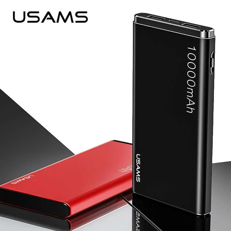 USAMS Power Bank 10000mAh Dual USB Handy Tragbares Ladegerät Powerbank Backup Externe Batterie
