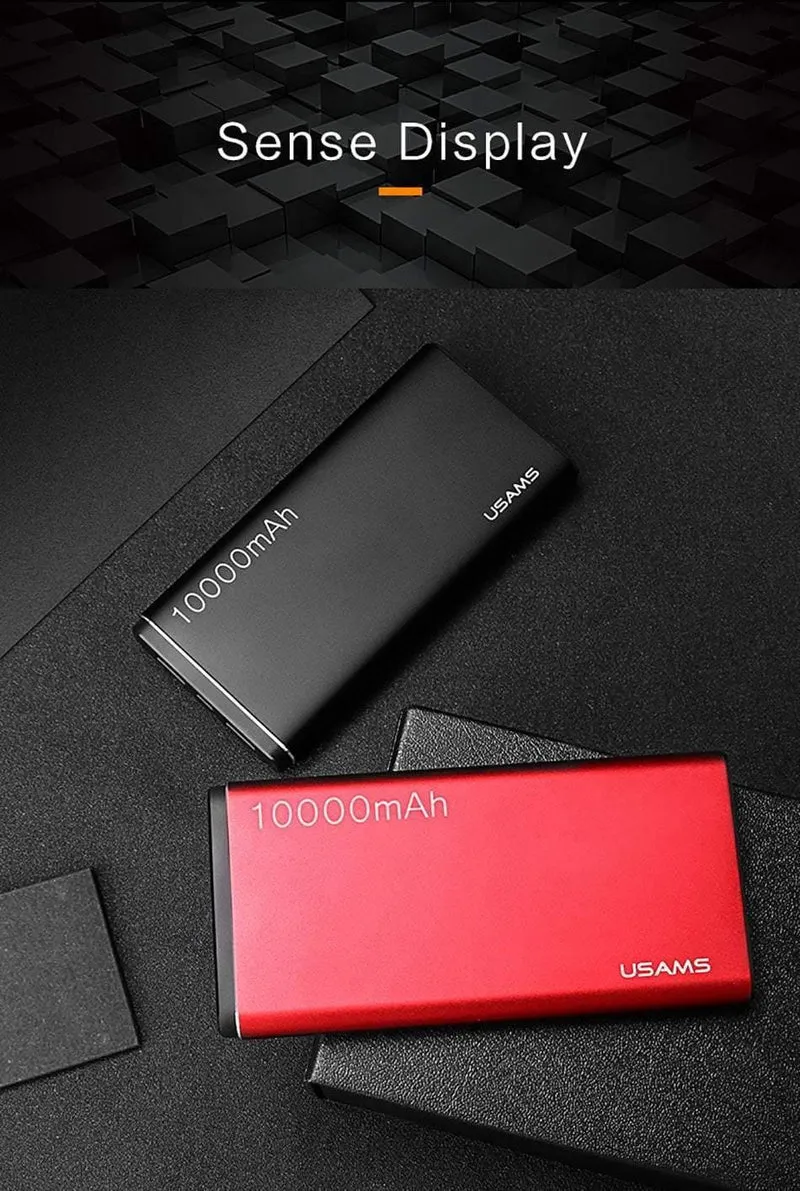 USAMS Power Bank 10000mAh Dual USB Handy Tragbares Ladegerät Powerbank Backup Externe Batterie