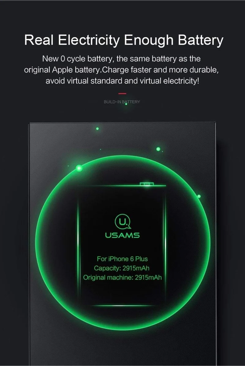Für iPhone 6 Plus Akku USAMS Original Für iPhone 6 Plus Handy Lithium-Batterie Kapazität 2915mAh Bank Mit Werkzeugen