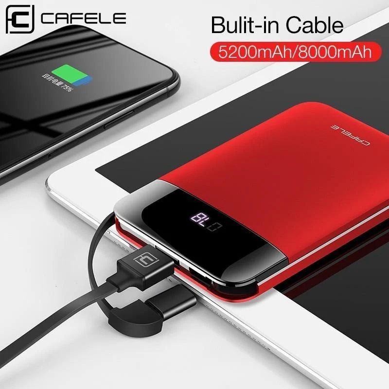 CAFELE LED-Anzeige Tragbare Power Bank mit zwei USB-Ausgängen zum Aufladen externer Batterien für iPhone X Xs Xr 8 Samsung S9 Huawei Xiaomi