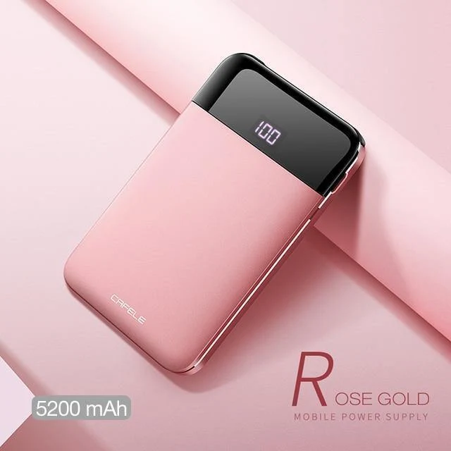 CAFELE LED-Anzeige Tragbare Power Bank mit zwei USB-Ausgängen zum Aufladen externer Batterien für iPhone X Xs Xr 8 Samsung S9 Huawei Xiaomi