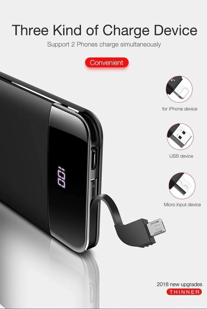 CAFELE LED-Anzeige Tragbare Power Bank mit zwei USB-Ausgängen zum Aufladen externer Batterien für iPhone X Xs Xr 8 Samsung S9 Huawei Xiaomi