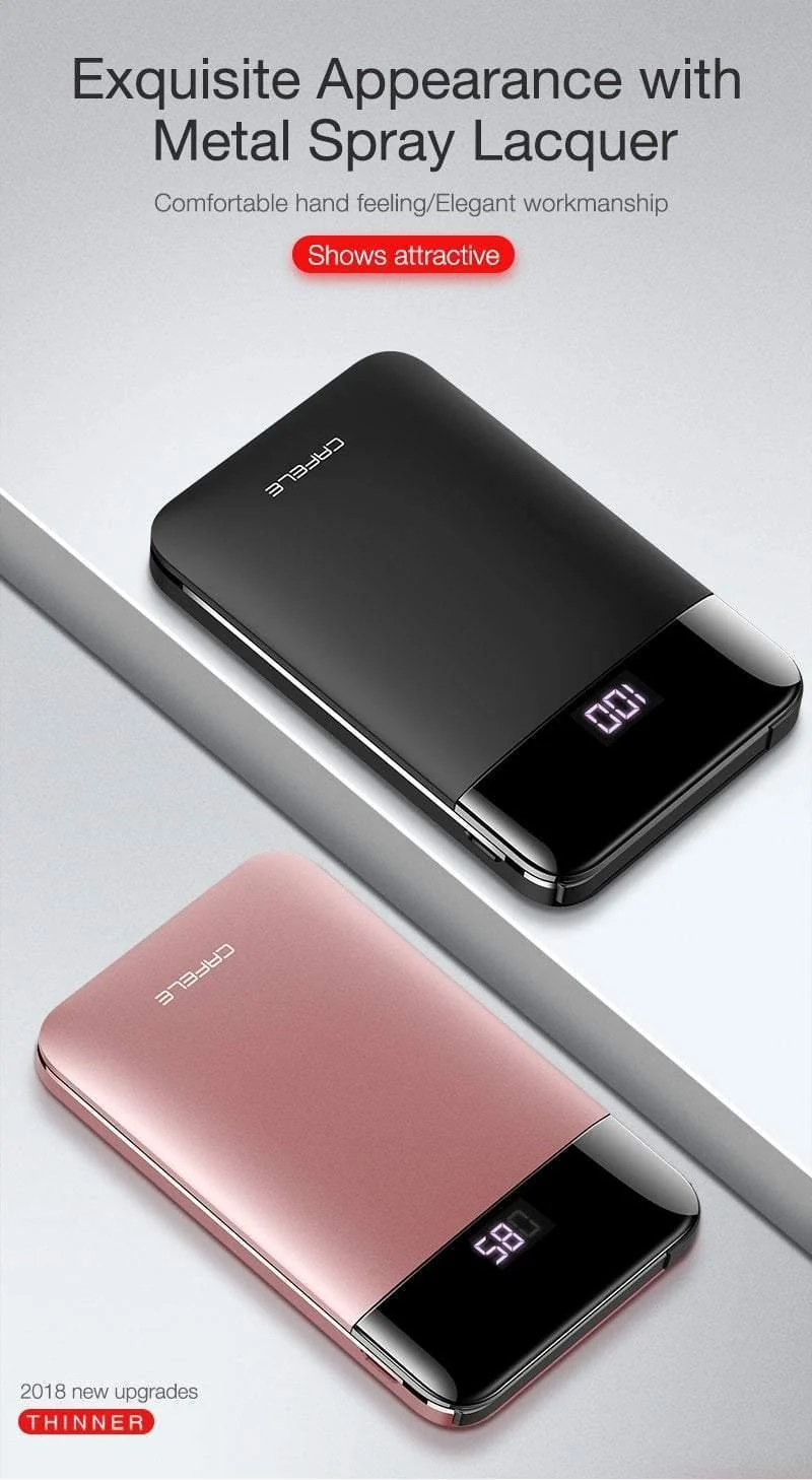 CAFELE LED-Anzeige Tragbare Power Bank mit zwei USB-Ausgängen zum Aufladen externer Batterien für iPhone X Xs Xr 8 Samsung S9 Huawei Xiaomi