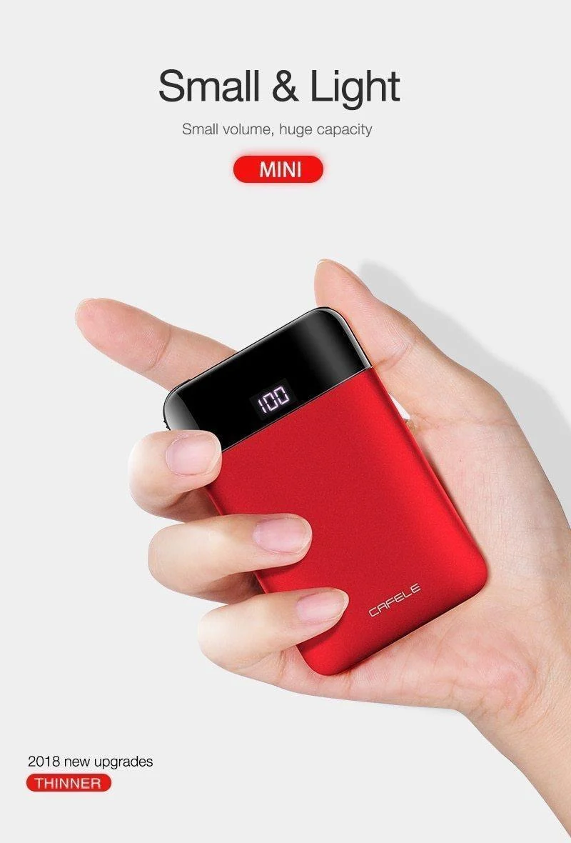 CAFELE LED-Anzeige Tragbare Power Bank mit zwei USB-Ausgängen zum Aufladen externer Batterien für iPhone X Xs Xr 8 Samsung S9 Huawei Xiaomi