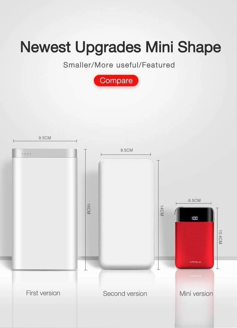CAFELE LED-Anzeige Tragbare Power Bank mit zwei USB-Ausgängen zum Aufladen externer Batterien für iPhone X Xs Xr 8 Samsung S9 Huawei Xiaomi