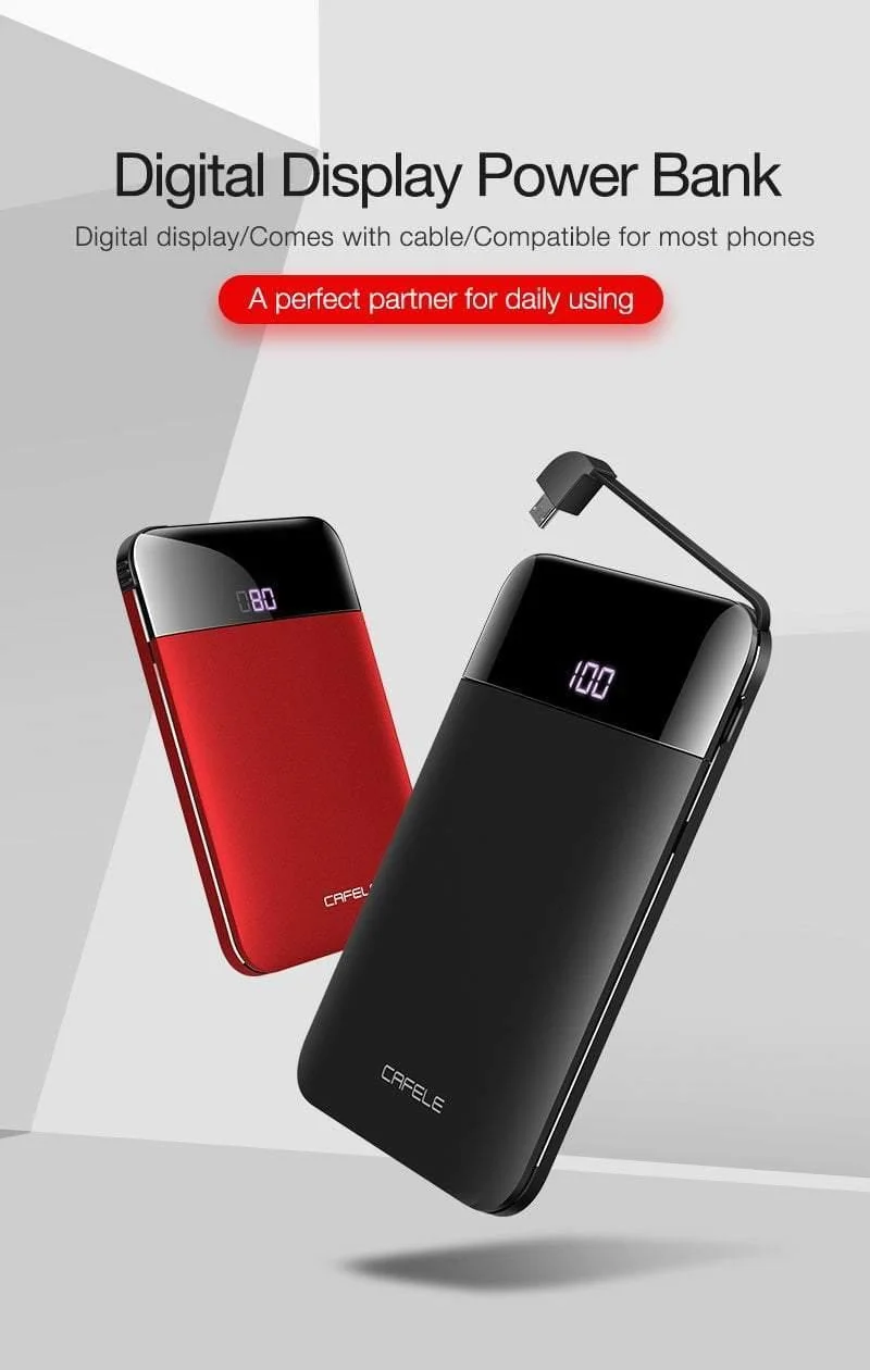 CAFELE LED-Anzeige Tragbare Power Bank mit zwei USB-Ausgängen zum Aufladen externer Batterien für iPhone X Xs Xr 8 Samsung S9 Huawei Xiaomi