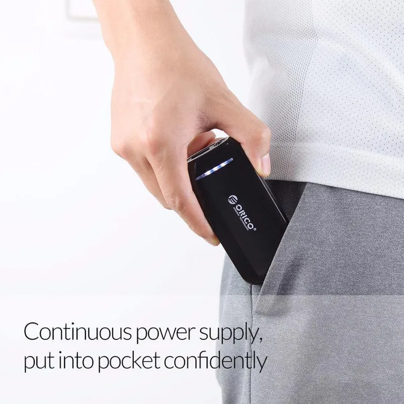 ORICO 4000mAh Power Bank 5V1A Aufladen für Smartphones mit 30cm Micro-USB-Kabel, tragbar zum Tragen, schwarzes ABS